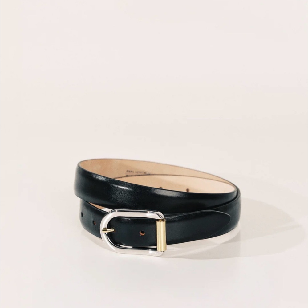 Dehanche Mija black leather mixed metal hardware belt